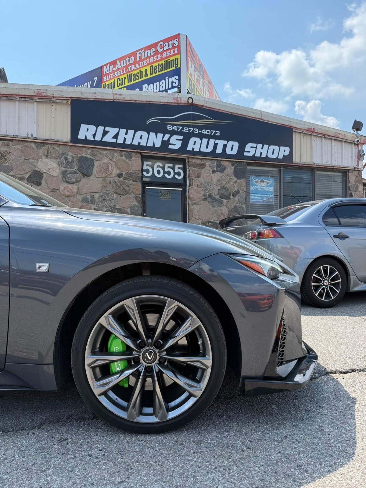 Rizhan's Auto Shop exterior on Hwy 7, Vaughan